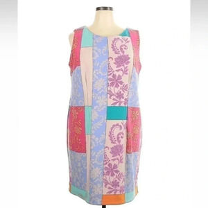 Taylor | Floral Patchwork Ploy Blend Sleeveless Shift Sheath Dress Plus Size 22